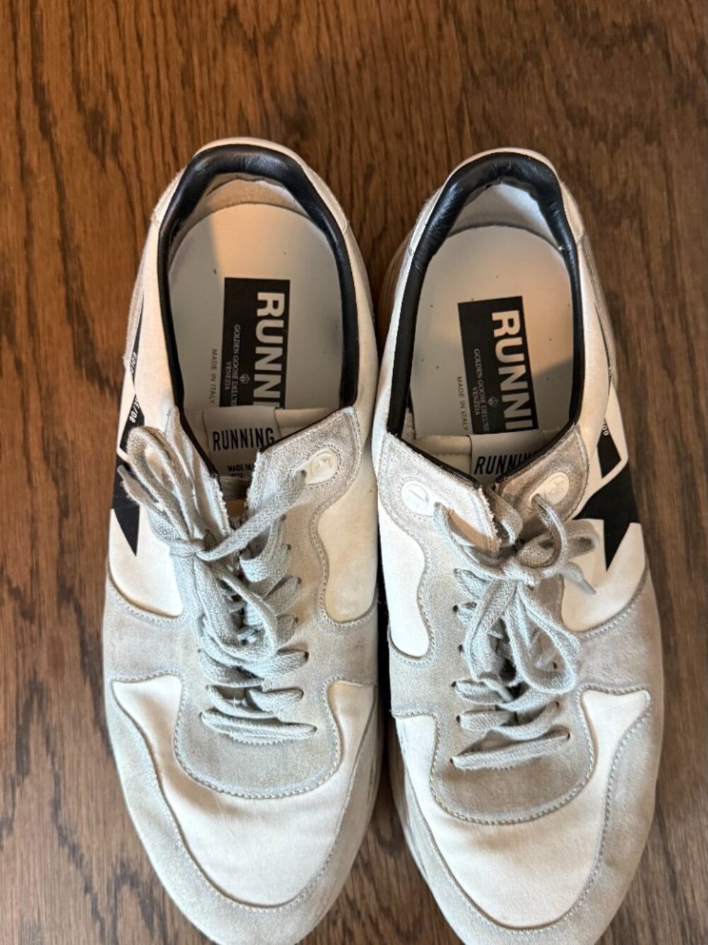 Golden Goose Running Sole Sneakers White Grey Suede Navy Star Made in Italy - Picture 3 of 5